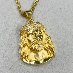 Men Hip Hop Rapper Popular Jewelry Necklace Cleopatra Religious Jesus Portrait Pendant For men Women Stainless Steel Chain