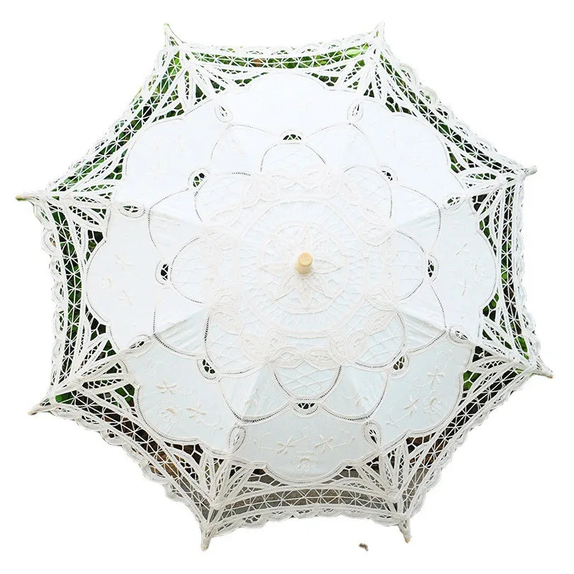

Зонт ручной работы из кружева для фотосессий, свадебный, детский, из хлопковой ткани, с декоративными крючками и цветами