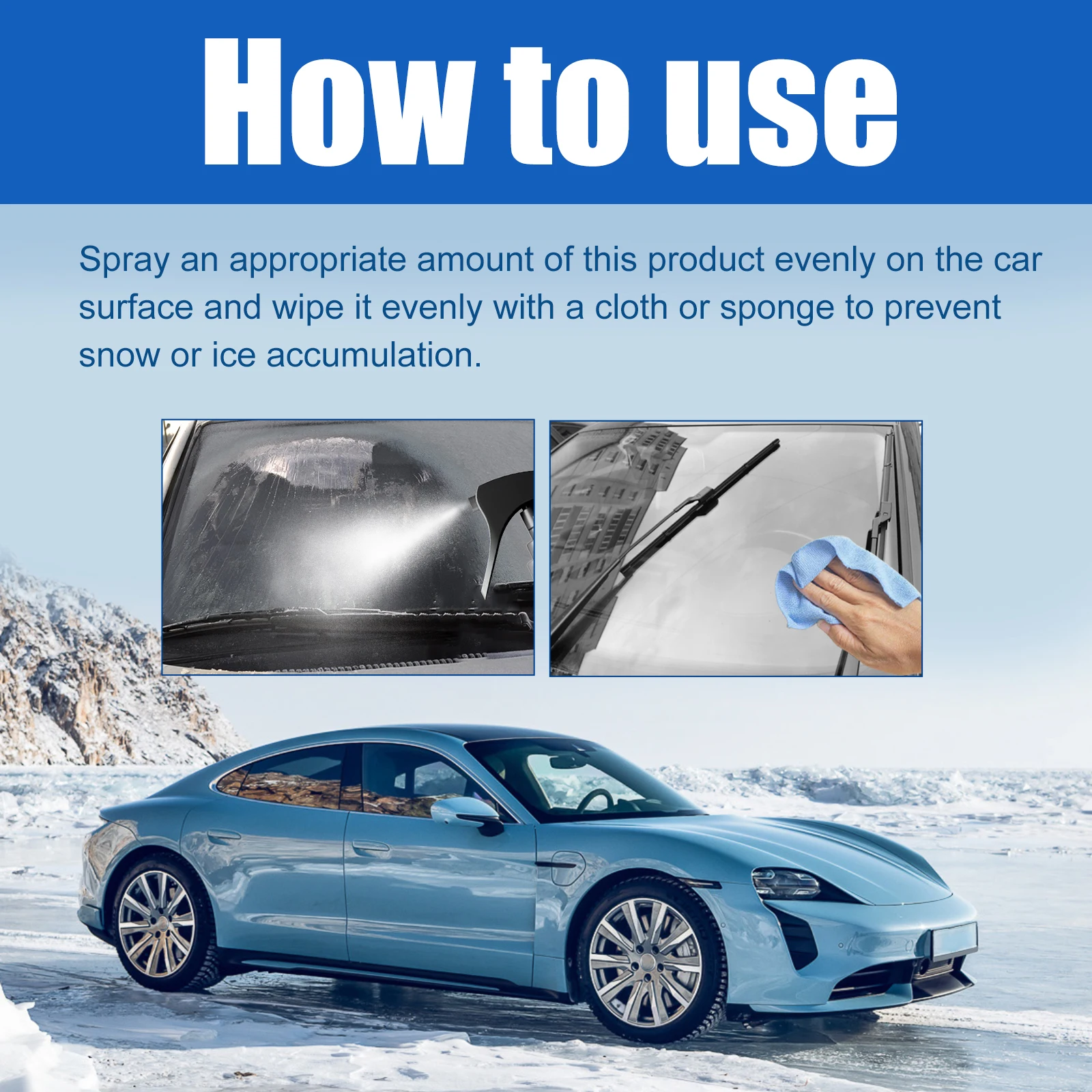 Winter Spray for Car Anti-Ice Snow Shield Prevents Freezing on Windshield Long Lasting Deicer Spray with Resin Coating 100ml