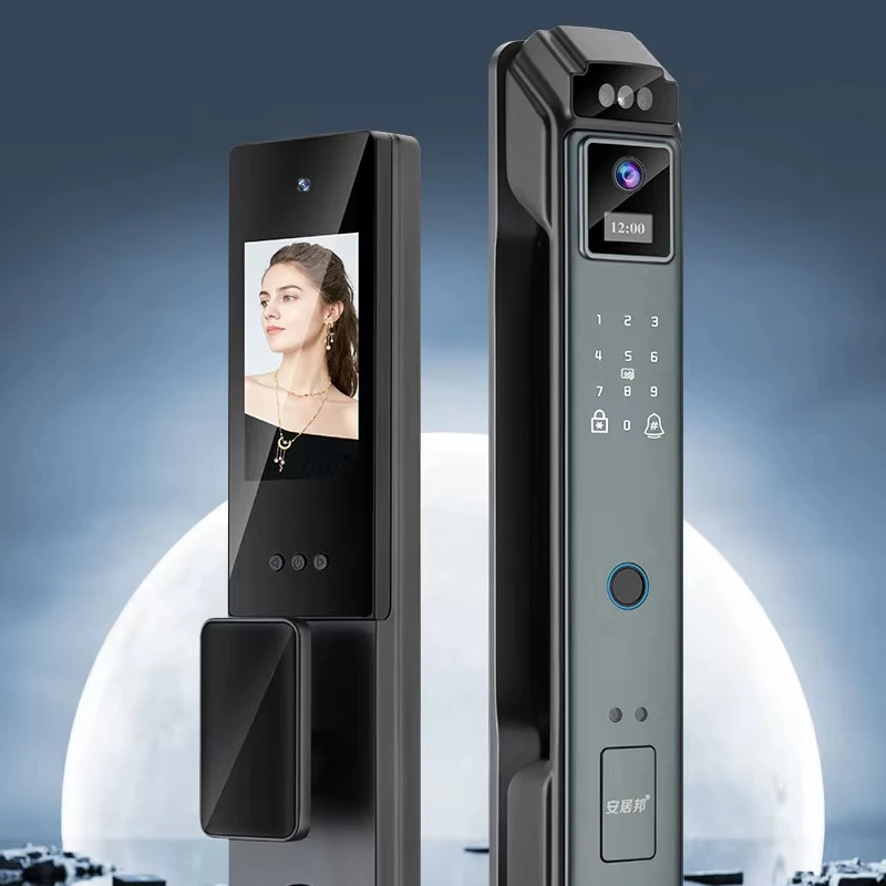 Automatic Smart Door Lock 3D Face Recognition Fingerprint Keyless Entry Smart Front Door Lock With Camera D3330