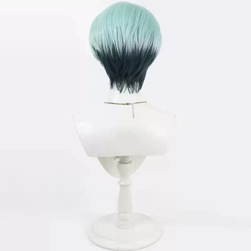 기동전사 건담 Challia Bull 코스프레 가발 30cm 짧은 혼합 녹색 남성 내열성 합성 머리카락