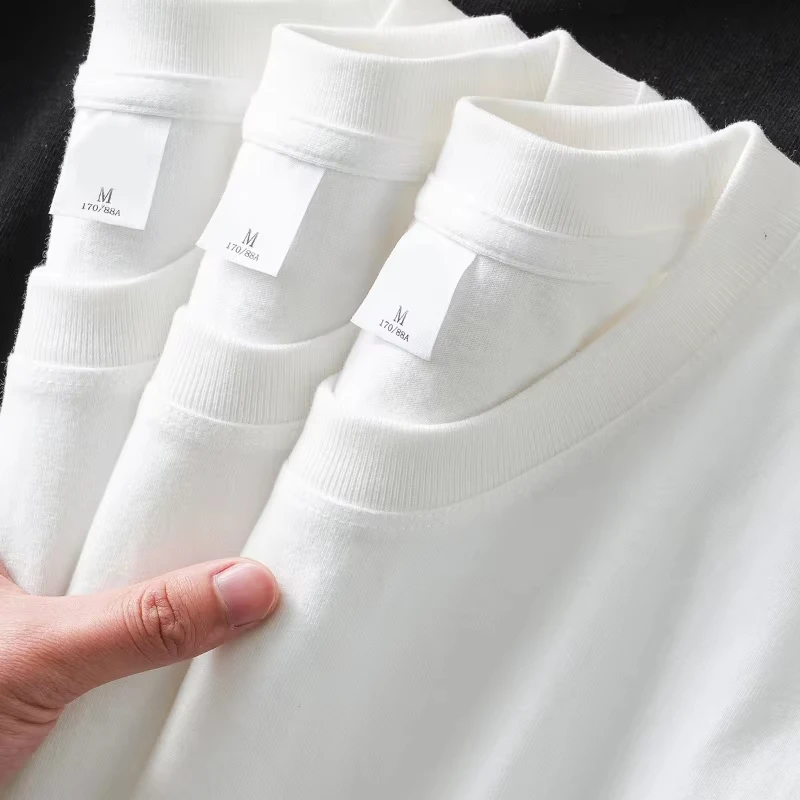 280g Schweres Baumwoll-Kurzarm-T-Shirt für Herren, Neues Sommer-Freizeit-T-Shirt für Männer und Frauen – Detail 3