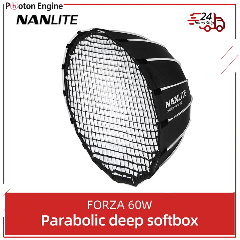 NANLITE Portable 60CM Quickly Fast Installation Deep Parabolic Softboxfor Forza 60 Softbox (EC-FZ60)