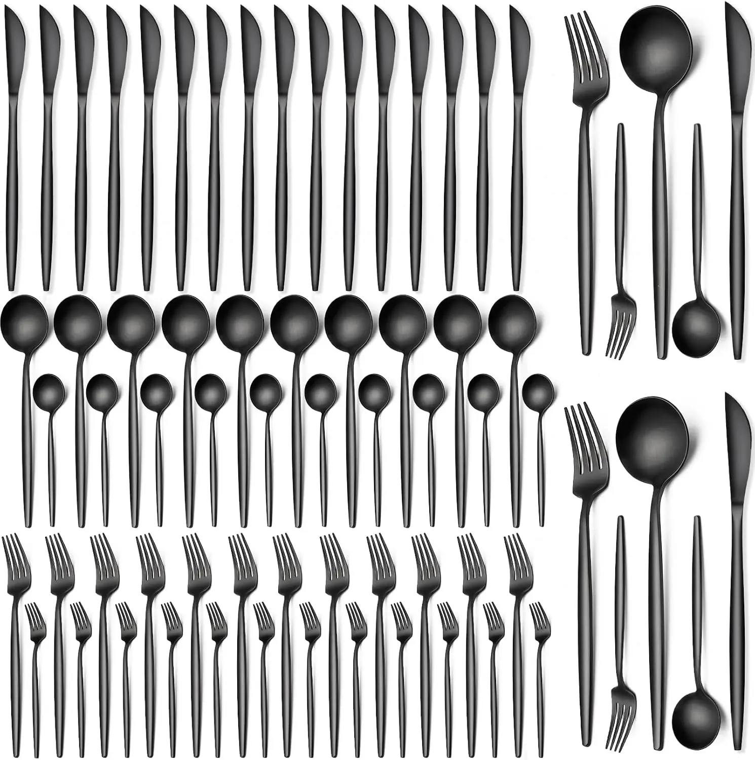 

60-Piece Stainless Steel Flatware Set for 12, Dishwasher Safe Cutlery Utensils for Home Restaurant Hotel
