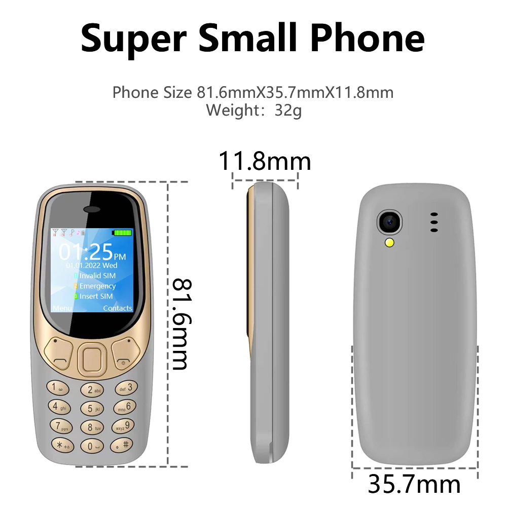 SERVO-Mini téléphone portable Q3308Pro 3 cartes EpiCard, cadran Bluetooth, voix magique, enregistreur d'appel FM, 1.33 ", petite cellule bouton de poche, matin