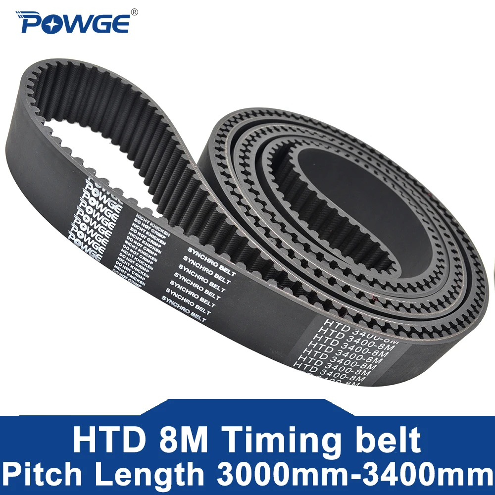 POWGE HTD 8M Timing belt Lp=3000 3008 3048 3072 3080 3096 3120 3168 3200 3232 3256 3264 3280 3288 3360 3400 Width 15-85mm Rubber