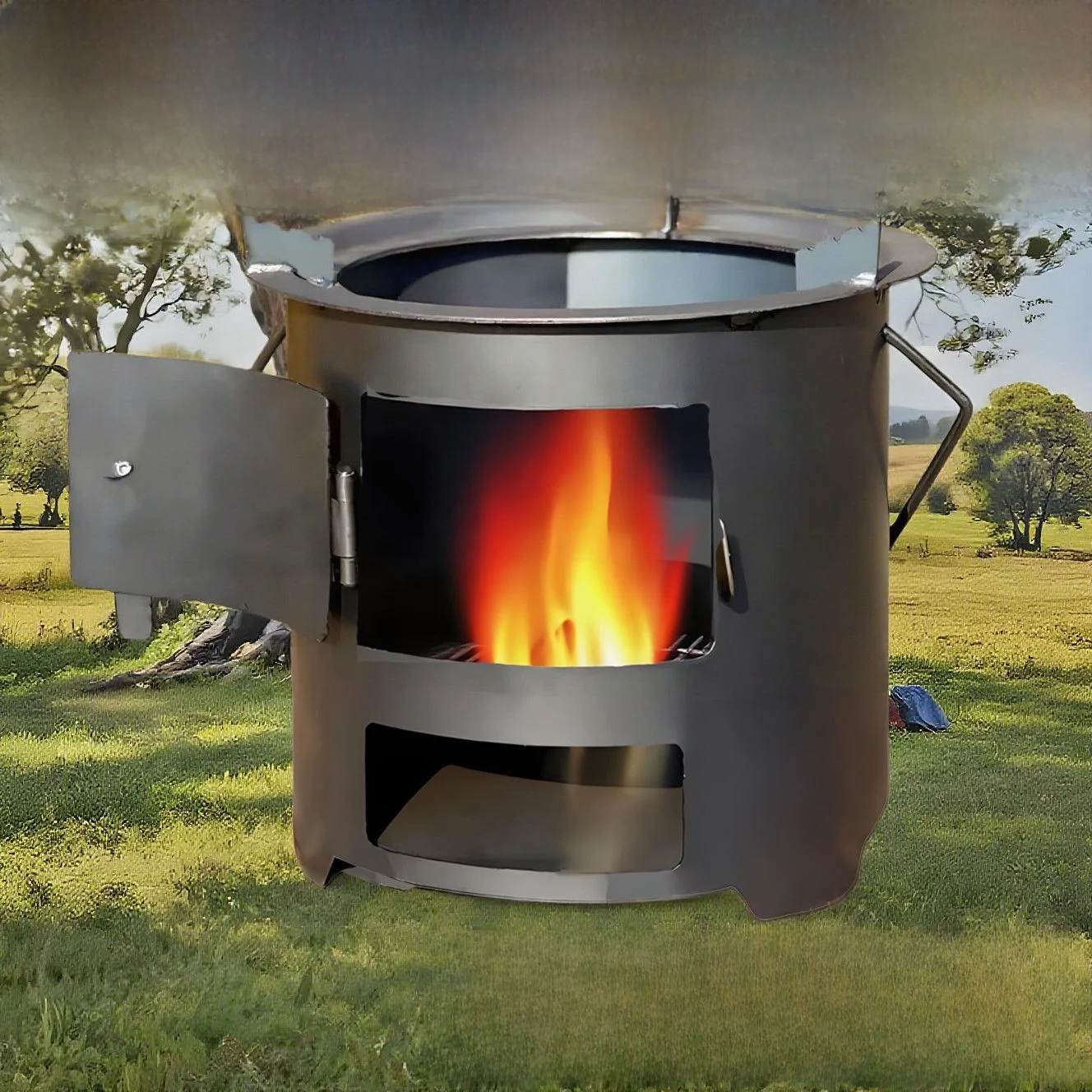 

Уличная многофункциональная печь для приготовления пищи, барбекю и кипячения воды на древесном угле (для дома и отдыха)