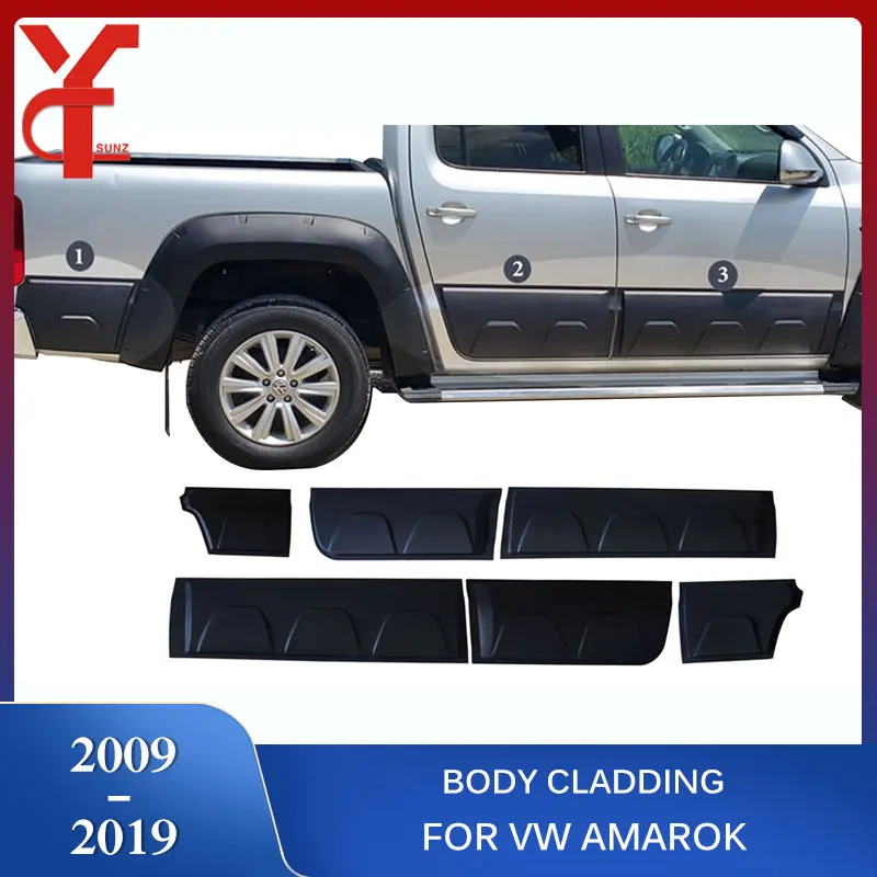 

ABS Black Side Door Body Cladding For VW Amarok 2009 2010 2011 2012 2013 2014 2015 2016 2017 2018 2019 Car Protector Accessories