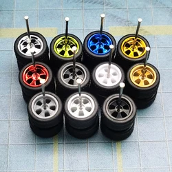 1/64 Wheels with Detachable Rubber Tires Electroplated Color Five spokes or Model Cars Refiting Parts for Hotwheels (5 sets)