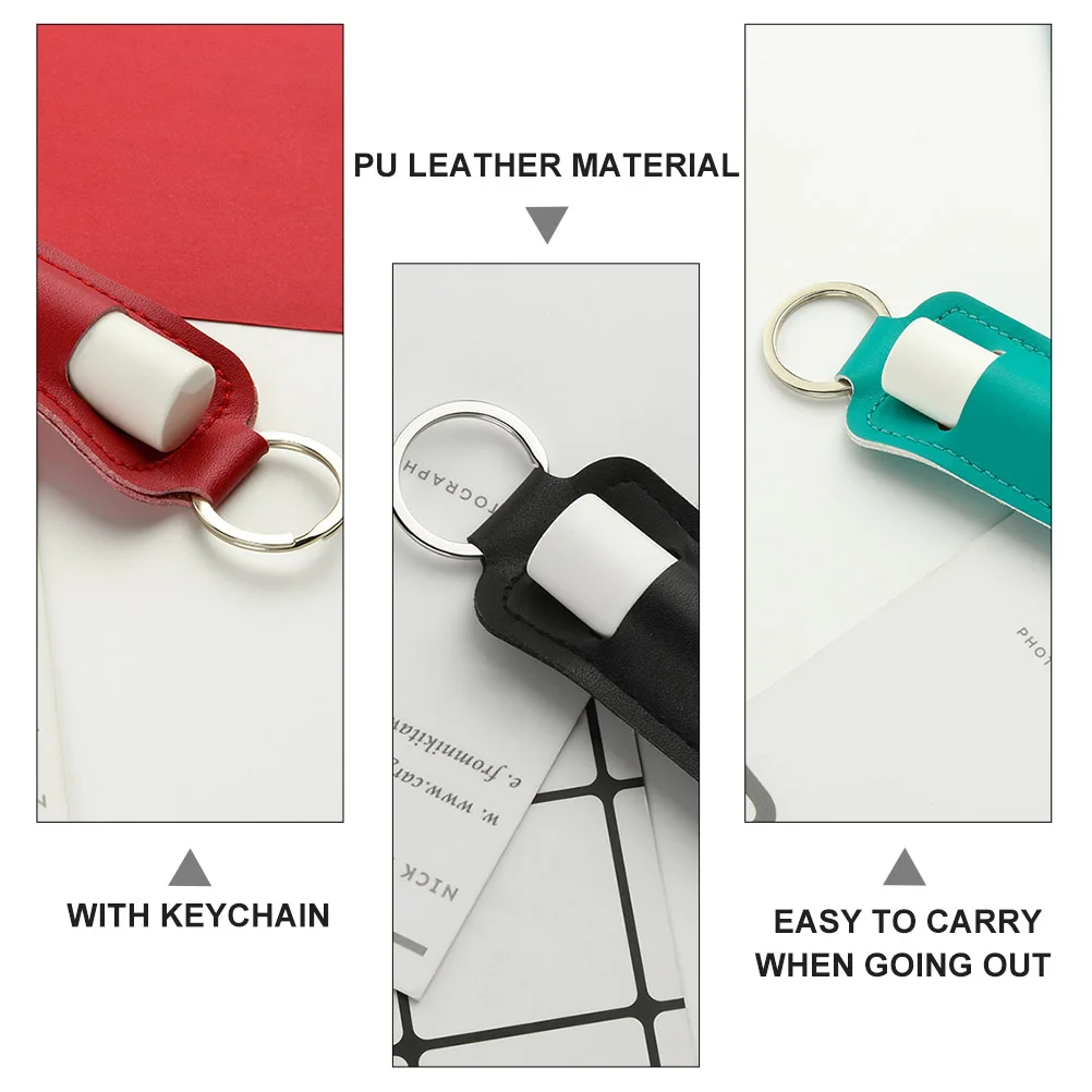 

5pcs Keychain Lipstick Holder Pouch Small Bottle Sleeve For Lip Balm Cream Cover Portable Travel Organizer Case