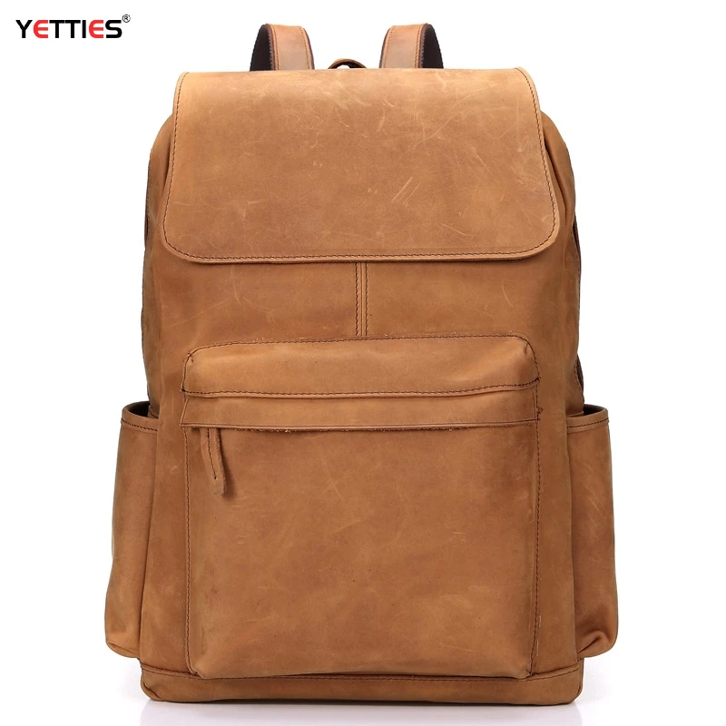 

Men's Vintage Crazy Horse Leather Backpack | Spacious Travel Rucksack | Genuine Cowhide Outdoor Daypack