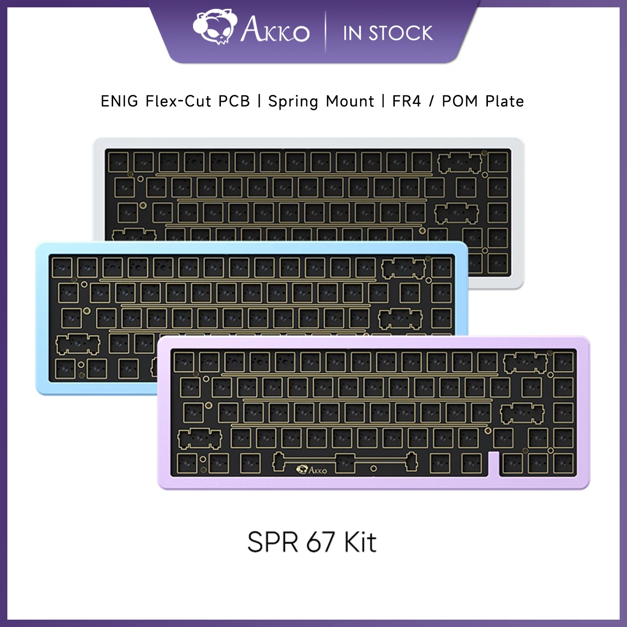 Akko SPR 67 DIY Mechanical Keyboard Aluminum Kit Spring Mount Structure Customized FR-4/POM Plate Poron Cotton Gold Weight