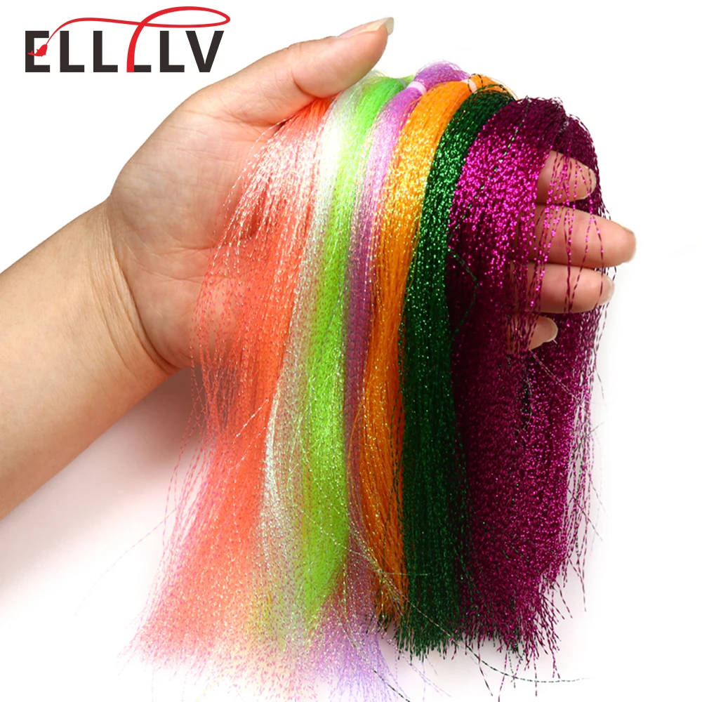 Ellllv 4 Packs Jig Hook Lure Making Material Twisted Flashabou Holographic Tinsel Sabiki Rig Fly Fishing Tying Crystal Flash