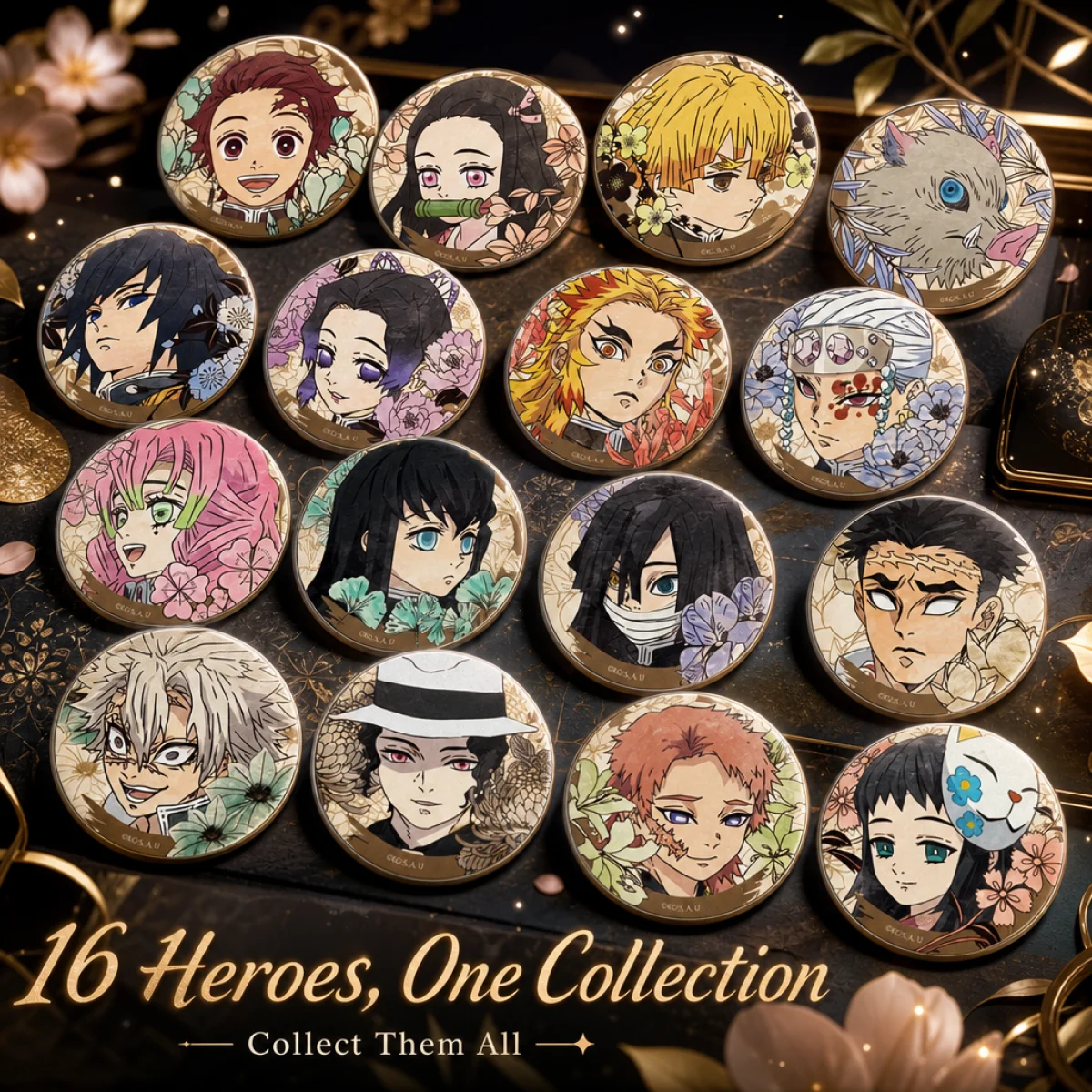 Demon Slayer Kimetsu no Yaiba Japanese Floral Anime Brooch Pin Mitsuri Shinobu Pillar Badge C Cartoon Character Enamel Cosplay