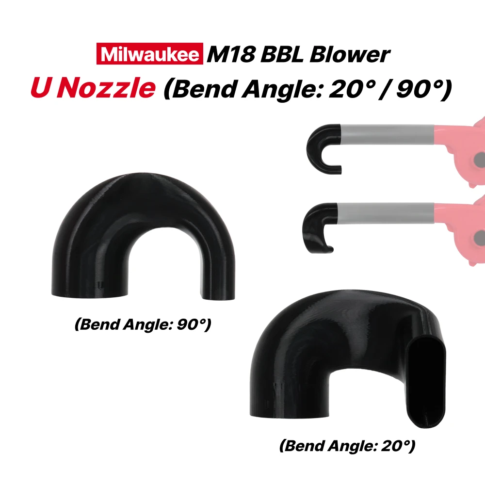 

compatible to Milwaukee M18 BBL Blower Curved Nozzle – U Shape 20° & 90° Options