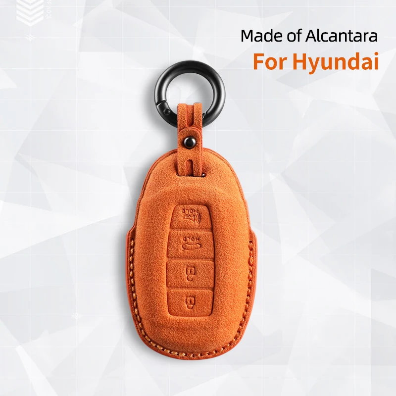 Funda de llave de coche para Hyundai i30, Tucson, KONA, Encino, Solaris, Azera, Grandeur, Ig, Accent, Santa Fe, Palisade, cubierta de gamuza, llavero de concha