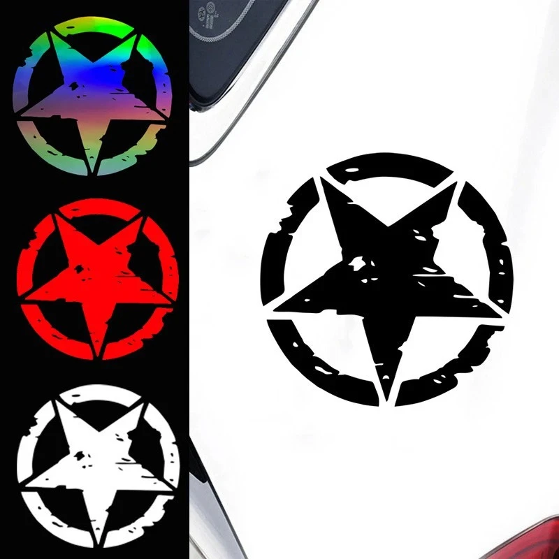 

Автомобильные наклейки с пятиконечной звездой, светоотражающие самоклеящиеся наклейки, украшение для мотоциклетного шлема, крышка топливного бака, бампер 12*12 см