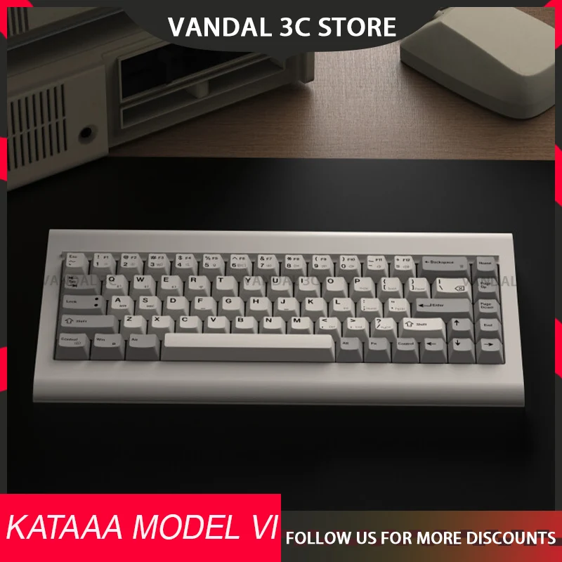 Kataaa Model Vi Mechanical Keyboard 3modes Steel Locating Plate Welding Hmx Switch Abs Keycaps Non-Angular Keyboard Custom Gifts