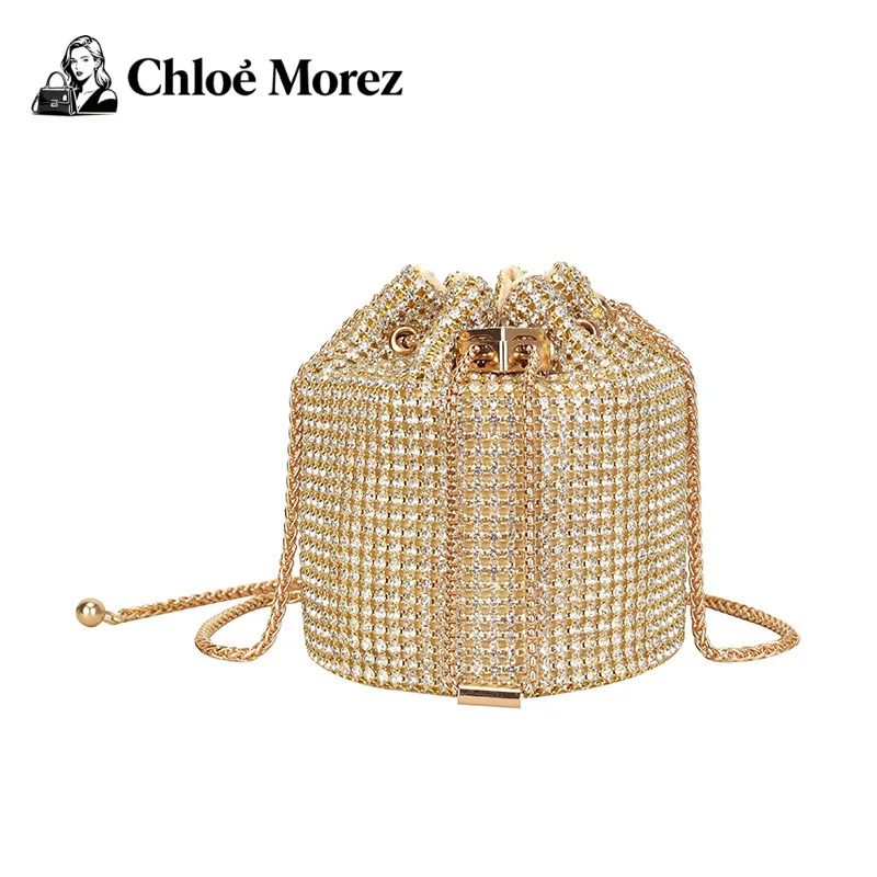 

Женская сумка, сумка-ведро со стразами, модная сумка-ведро с цепочкой на одно плечо и шнурком