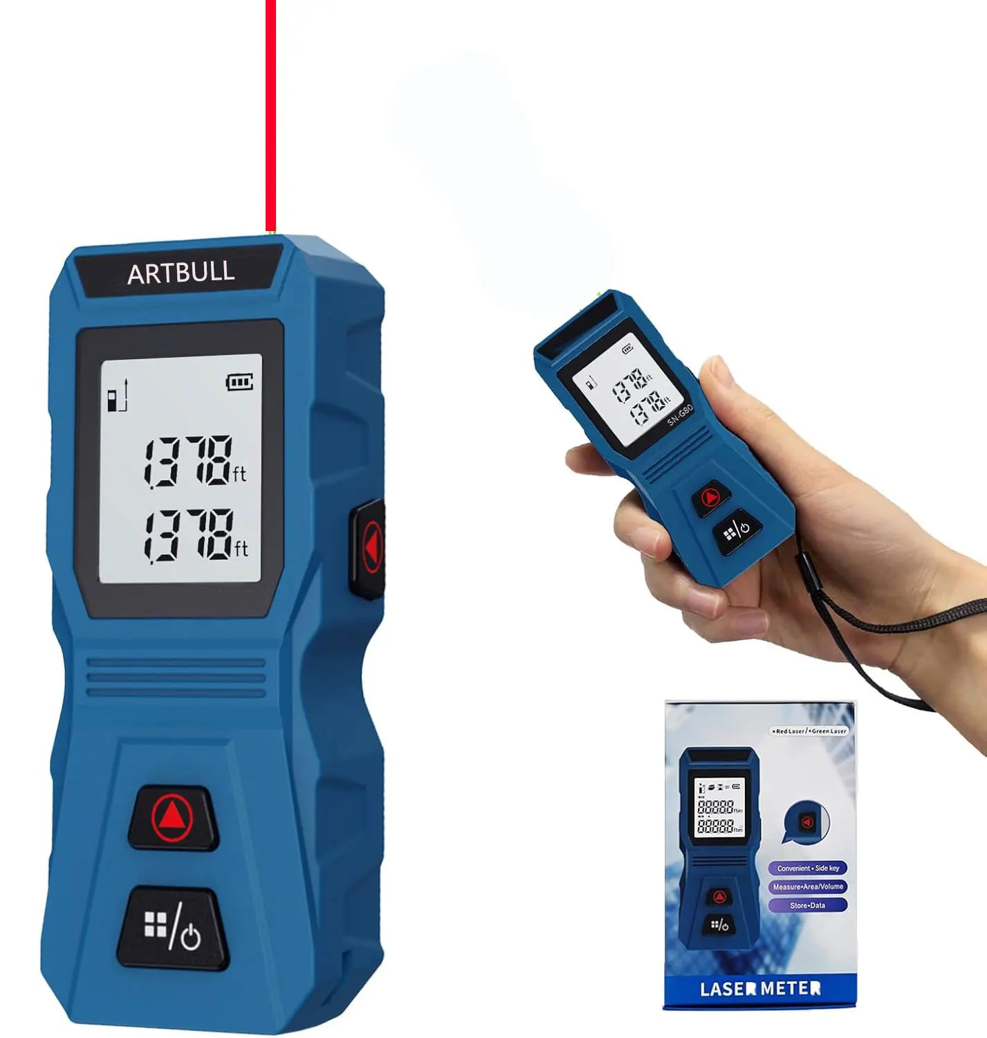 ARTBULL 40m 60m Mini مع زر جانبي في وحدات ft m شريط قياس مسافات الليزر Rangedinder