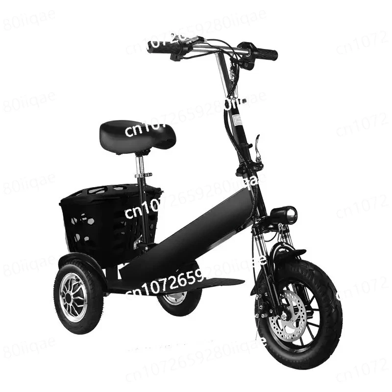 

Parent Child Folding Electric Tricycle 3 Wheel Electric Scooter 2 Seat Adults Girls Double Motor 500W Family Mobility Scooter