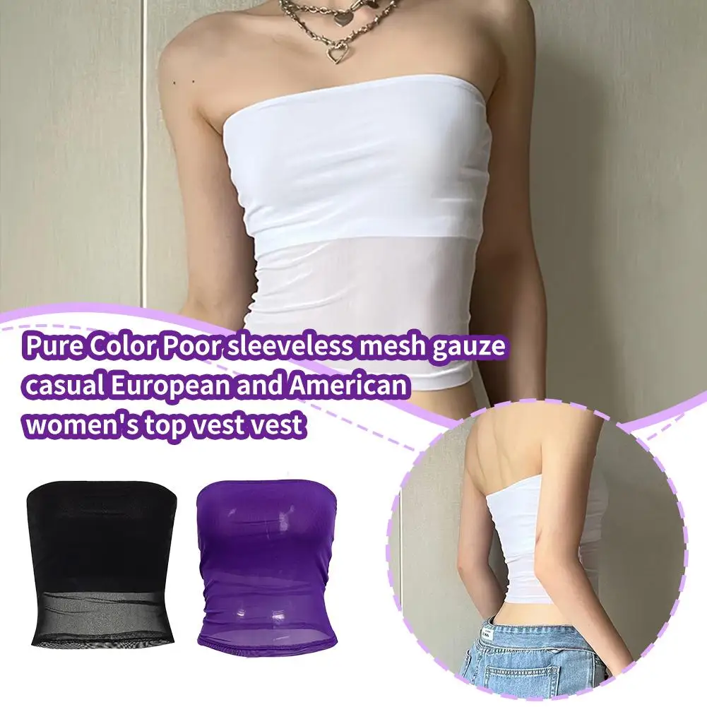 

Sexy Mesh Stitching Tube - Ice Silk Fabric Backless Wear Women's Design - Fashion Y1d8