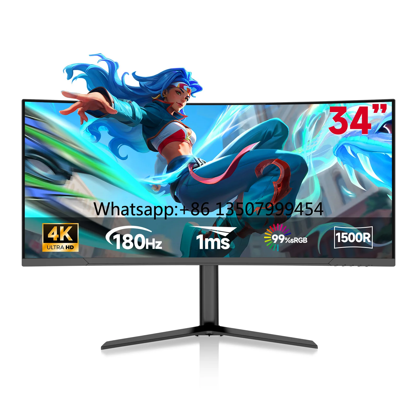 34 Inch Lcd Monitor 144hz 165 hz 4k Computer Display Rgb Light bar Gaming Curved Screen Monitors 34 Inch Curved Monitor