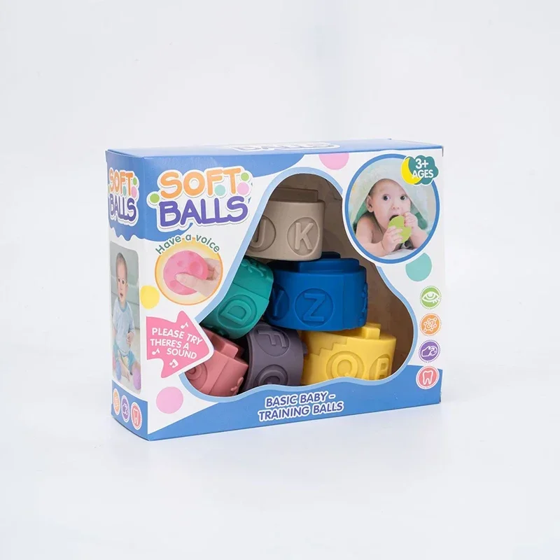 Children's Soft Rubber Building Blocks Baby Grab Ball Toy Assemble Large Particle Building Blocks