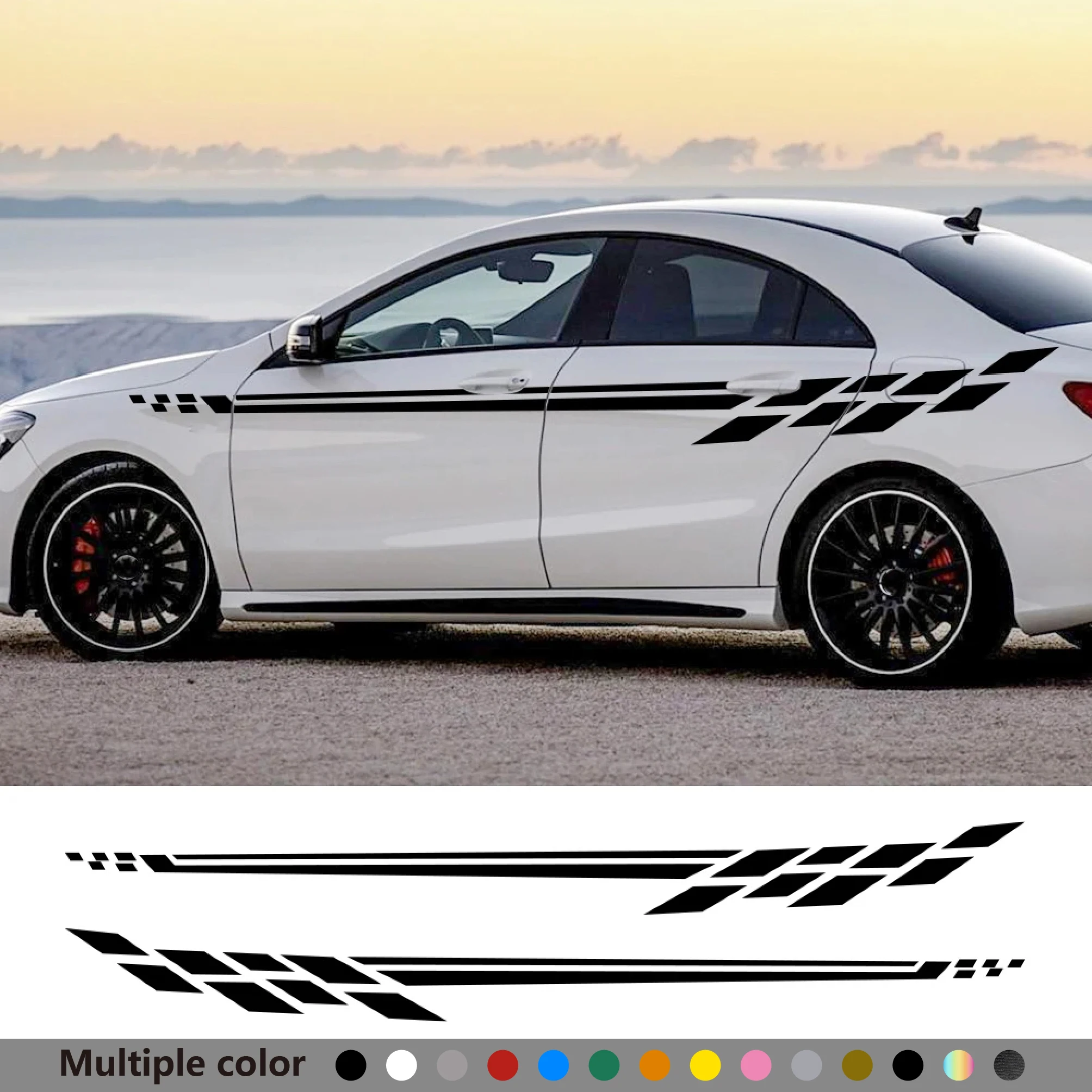 

2PCS Car Side Body Stickers For BMW Ford Dacia FIAT Honda Nissan Hyundai Mercedes Seat Smart SUV Stripes Auto Tuning Accessories