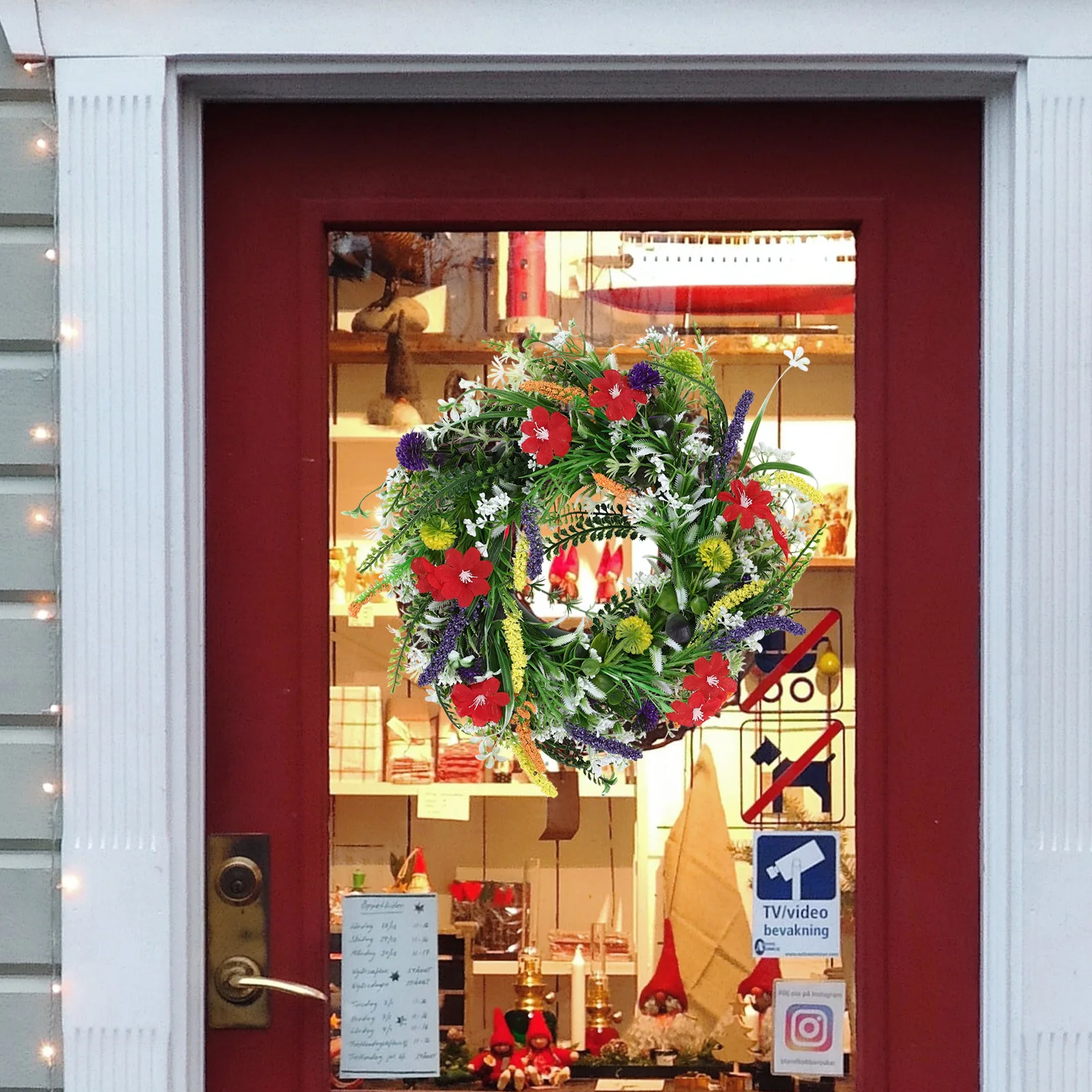

Decorative Front Door Wreaths Artificial Wildflowers Spring Wreath for Holiday Party Indoor Outdoor Decor Spring Farmhouse Decor