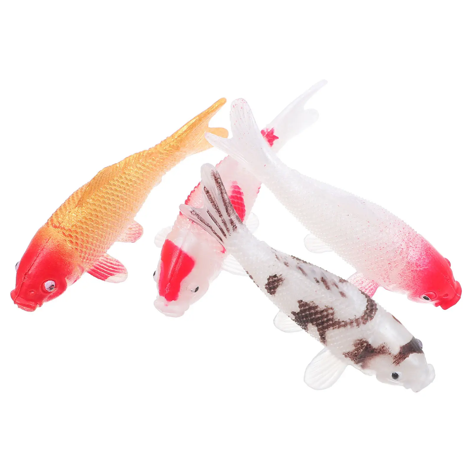 4Pcs Miniature Koi Fish Realistic Artificial Aquarium Decor Compact Fake Fish Desk Display Micro Landscape Ornaments