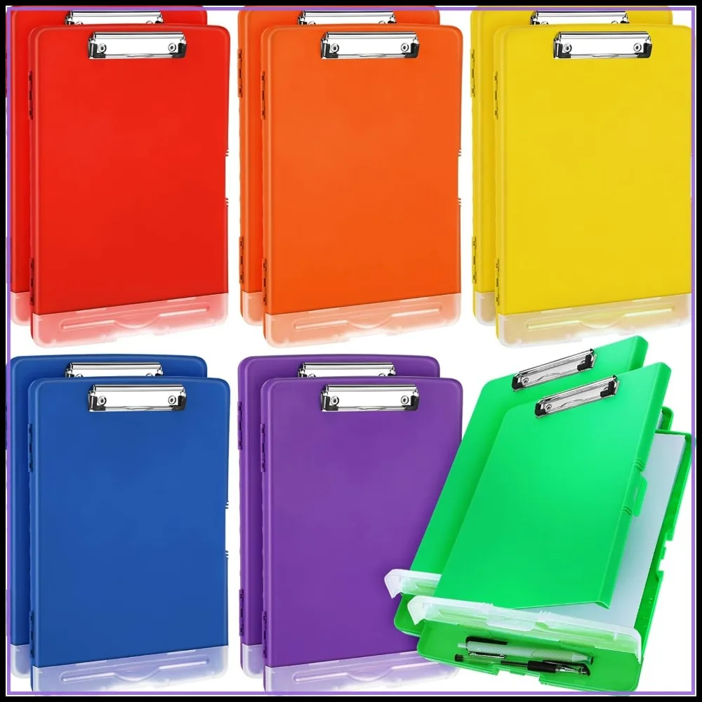 

12 Pack Colored Clipboard with Storage, Heavy Duty Plastic A4 Folder for Nurse Doctor Teacher Office