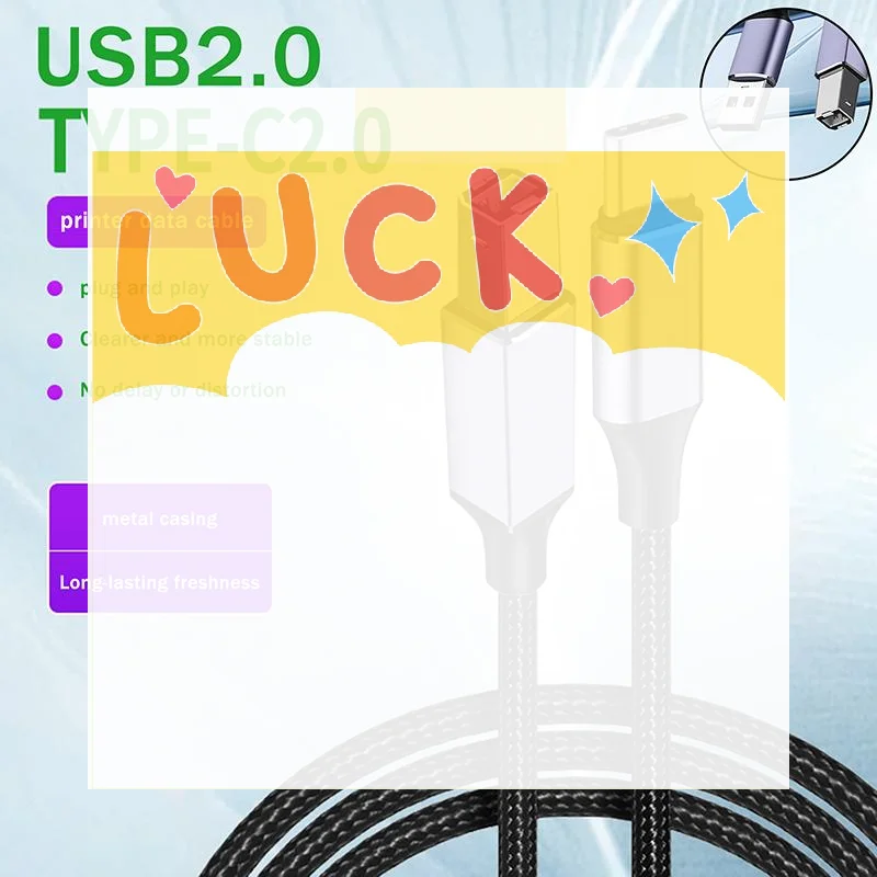 USB Type B Printer Cable 0.5m/1m/2m/ USB Type C To USB B Cable For PC ForCanon ForEpson Printer Cord Scanner USB Printer Cable