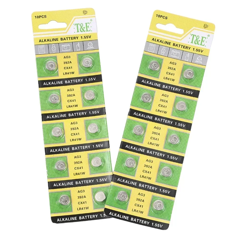 100 Uds AG3 LR41 pilas de botón SR41 392 192 moneda de pila redonda 1,55 V batería alcalina L736 384 SR41SW CX41 para reloj de juguete