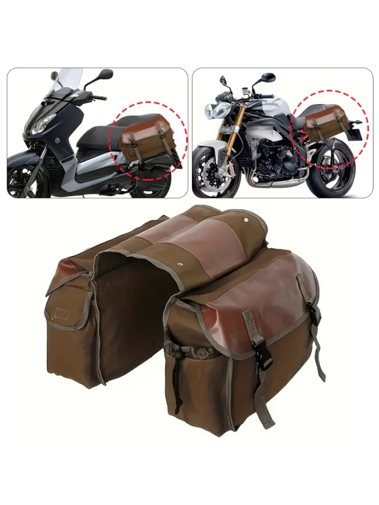 Przenośne sakwy motocyklowe, wodoodporne torby z płótna do przechowywania, pasujące do Honda Shadow, Suzuki DR 650, tylny plecak. — 2