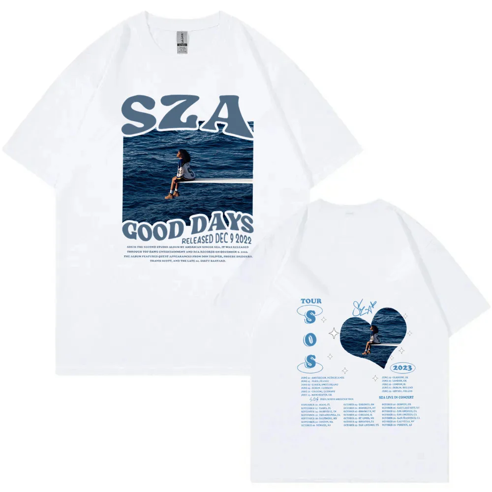 Summer T-shirt Men's Vintage Short Sleeve Harajuku Leisure Gothic Cotton T-shirt SZA SOS Good Days Printed Street Top