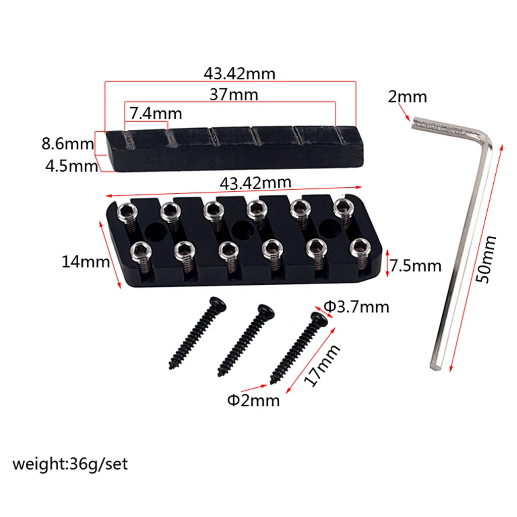 6/7/8 String Headless Guitar Bridge Nut Guitar Fixed Saddle Bridge Nut Set Replacement Parts for Electric Guitar Parts Accessori