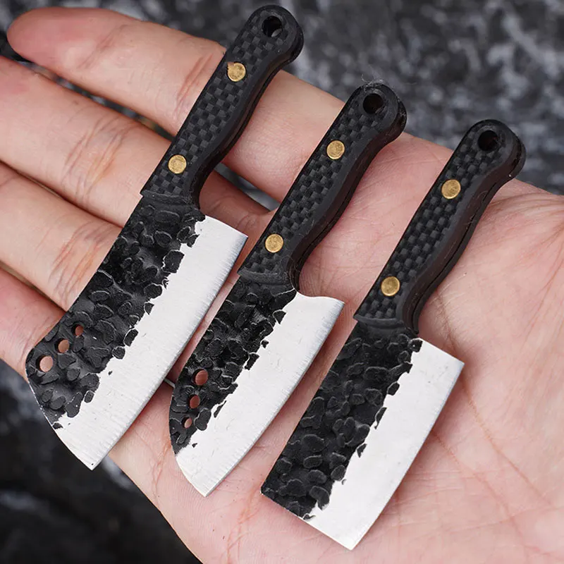 

Stainless Steel Fixed Blade Sharp G10 Comfortable Handle Kitchen Knife Multifunctional Keychian Hanging EDC Tool with Holster