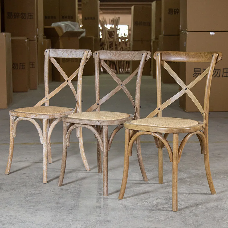 

Rustic Vintage Bentwood Stackable Wooden Chair Crossback Cross Back Dining Chair for Restaurant Bistro & Hotel Use