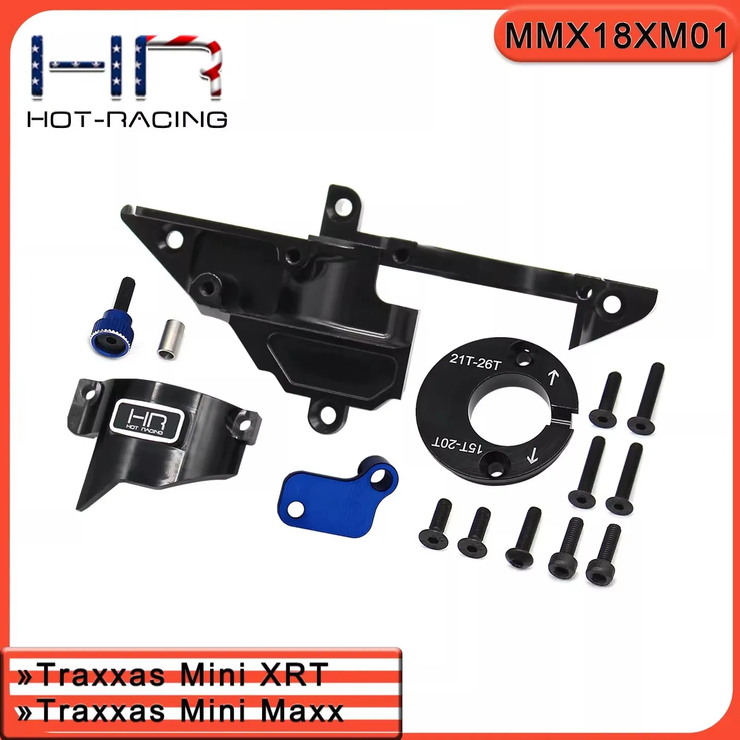 

HR Traxxas Mini Maxx/XRT aluminum adjustable motor mount compatible with original battery boards or large batteries