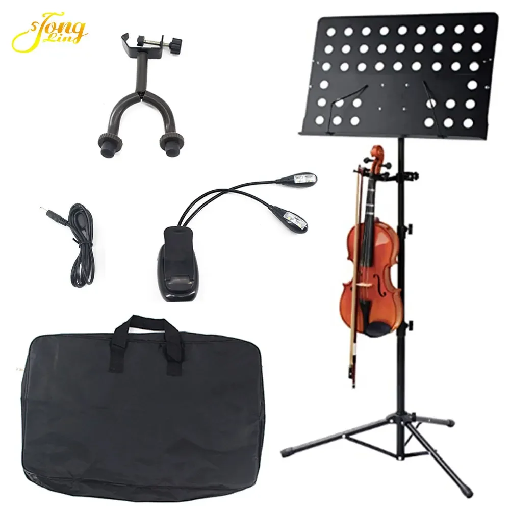 

Wholesale Cheap Price Sheet Music Stand with Violin Hanger Folding Music Stand Light