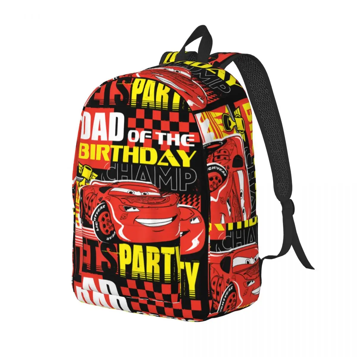 Cars Dad Of The Birthday Champ Party Lightning McQueen กระเป๋าเป้สะพายหลังกีฬากระเป๋าเป้สะพายหลังนักเรียน Unisex สีสันโรงเรียนกระเป๋า Rucksack