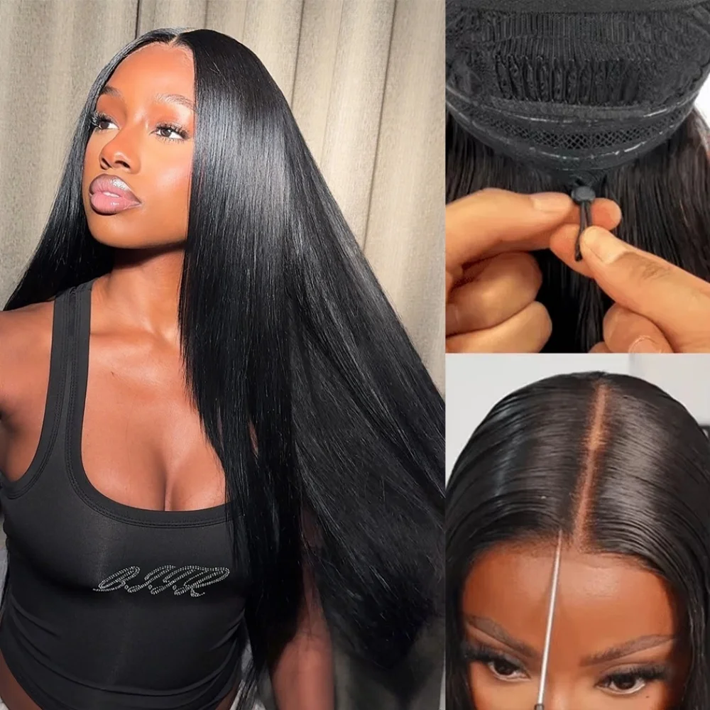 Pré corte peruca sem cola cabelo humano 13x6 hd laço frontal peruca em linha reta 5x5 hd fechamento do laço perucas para mulher preplucked 250% 42 Polegada