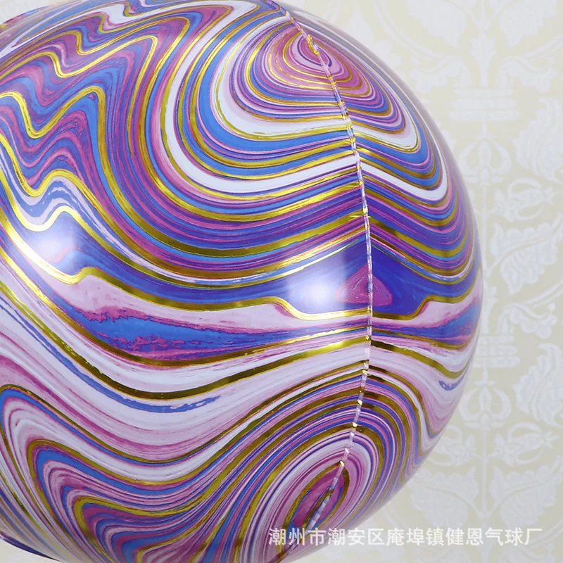 22inch 4D Marble Round Aluminum Foil Balloons Agate Foil Balloons for Birthday Baby Shower Wedding Decoration