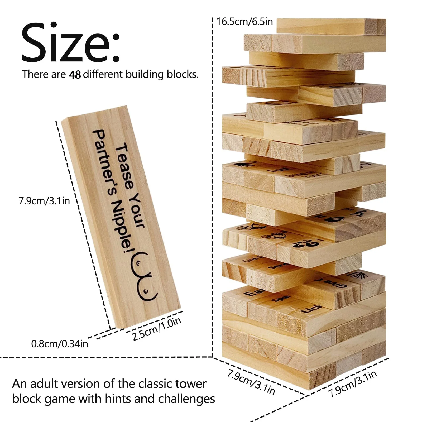 48 ชิ้น Sex Block Tumbling Tower ซ้อน GamesGame สําหรับผู้ใหญ่ของเล่นวาเลนไทน์บล็อกไม้สําหรับคู่เร้าอารมณ์ Party SM Block