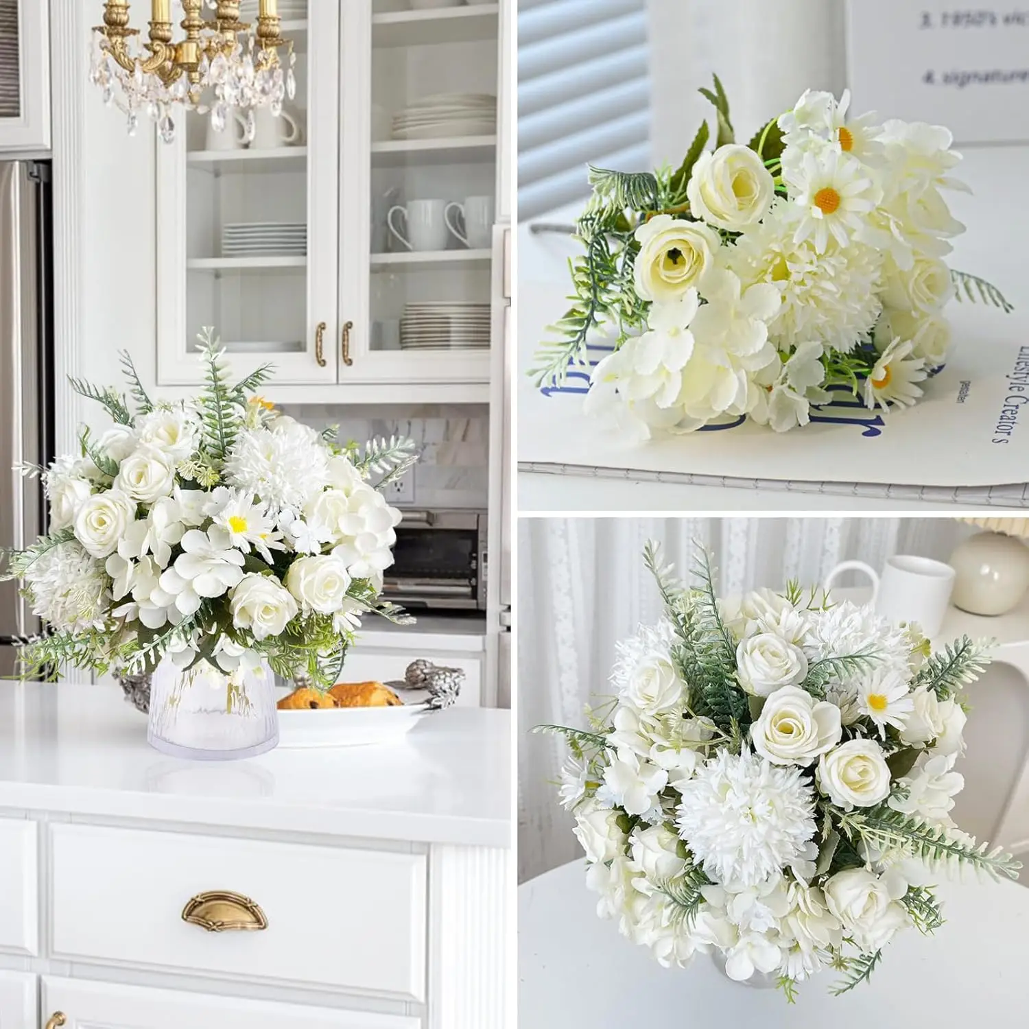 1/2PCS Artificial Flowers Wedding Home Bedroom Decorations Bridal Bouquets Garden Fake Silk Roses Hydrangeas Vase Board Outdoors