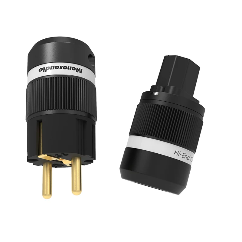 Monosaudio E100G/F100G 99.998% czysta miedź 24K pozłacane złącze zasilania Schuko i wtyczka