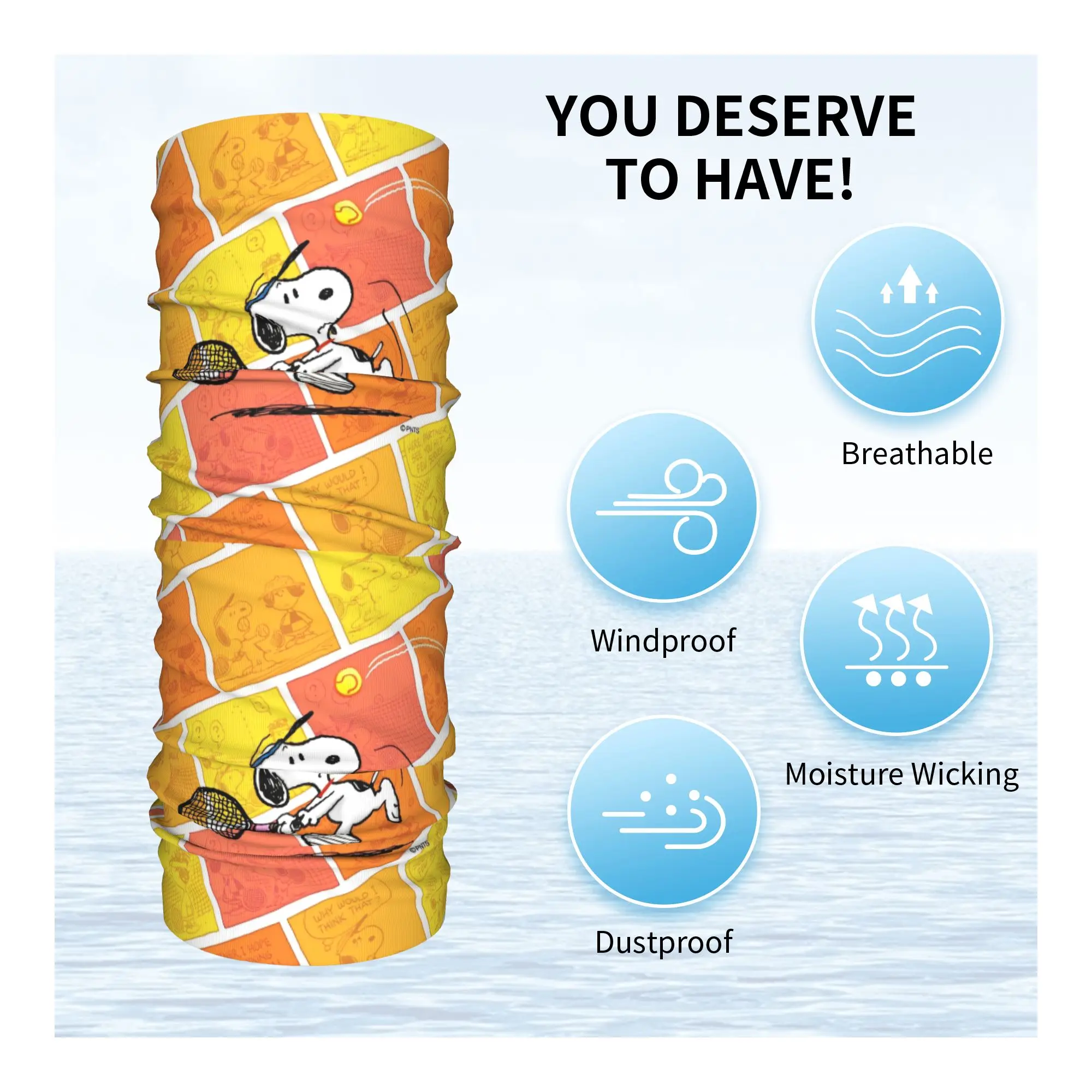 Snoopys Play Tennis Bandana Copri collo Maschera stampata Sciarpa Copricapo caldo Equitazione Unisex Adulto Inverno