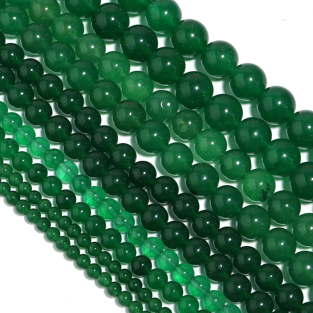 Dark Green Natural Chalcedony Stone Beads Loose Gemstone Beads DIY Bracelet Charms Handmade Jewelry Making Accessories 4-12mm