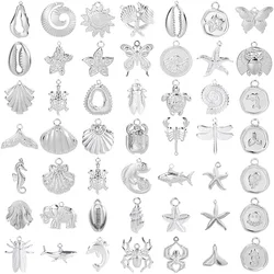 5Pcs/Lot Stainless Steel Sea Animal Turtle Starfish Conch Shell Charms DIY Witchcraft Spider Cicada Pendant Jewelry Accessories